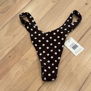 Vacay Swimwear Positano Polka Dot Bikini Bottom  - Brown and White
